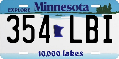 MN license plate 354LBI