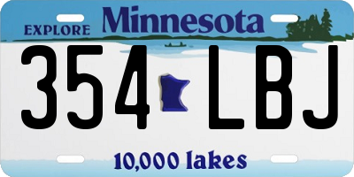 MN license plate 354LBJ