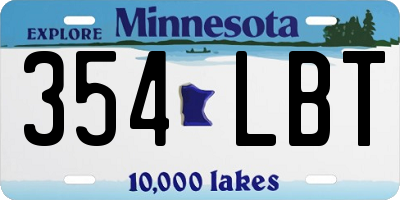 MN license plate 354LBT