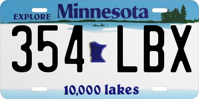 MN license plate 354LBX