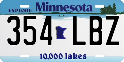 MN license plate 354LBZ