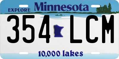 MN license plate 354LCM