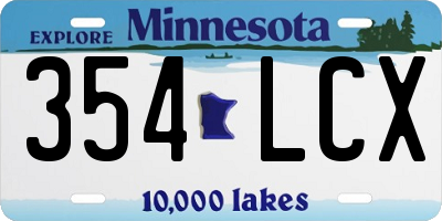 MN license plate 354LCX
