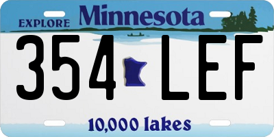 MN license plate 354LEF