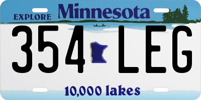 MN license plate 354LEG