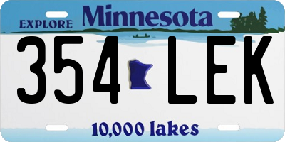 MN license plate 354LEK
