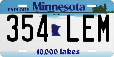 MN license plate 354LEM