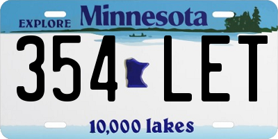 MN license plate 354LET