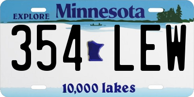 MN license plate 354LEW