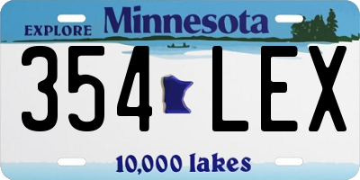 MN license plate 354LEX