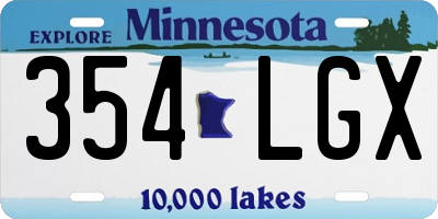 MN license plate 354LGX