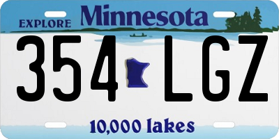 MN license plate 354LGZ