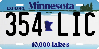 MN license plate 354LIC