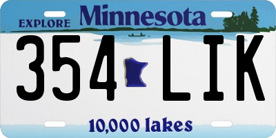 MN license plate 354LIK