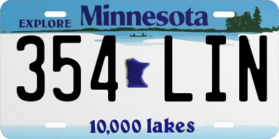 MN license plate 354LIN