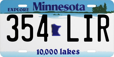 MN license plate 354LIR