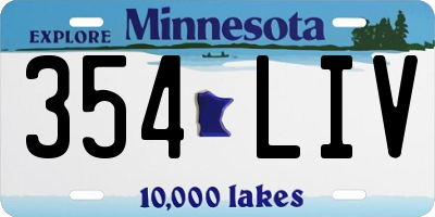 MN license plate 354LIV