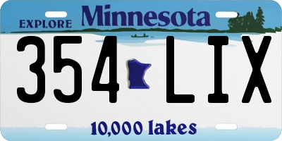 MN license plate 354LIX