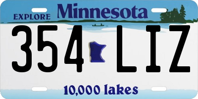 MN license plate 354LIZ
