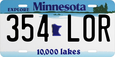 MN license plate 354LOR