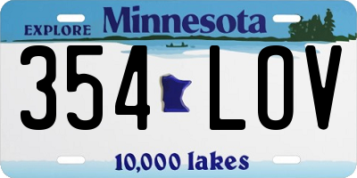 MN license plate 354LOV