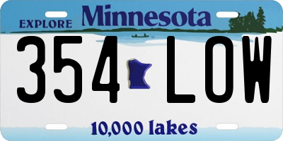 MN license plate 354LOW