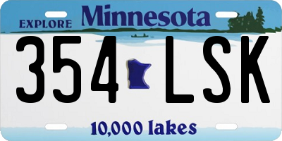 MN license plate 354LSK