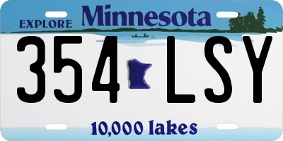 MN license plate 354LSY