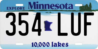 MN license plate 354LUF