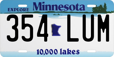 MN license plate 354LUM