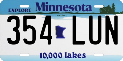 MN license plate 354LUN