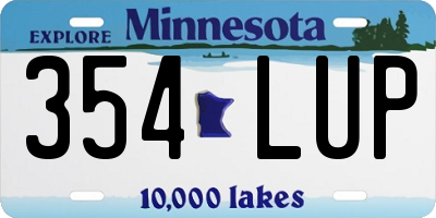 MN license plate 354LUP