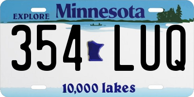 MN license plate 354LUQ