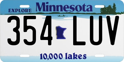 MN license plate 354LUV