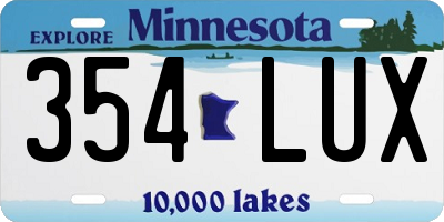 MN license plate 354LUX