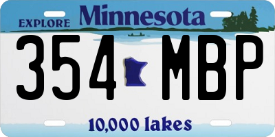 MN license plate 354MBP