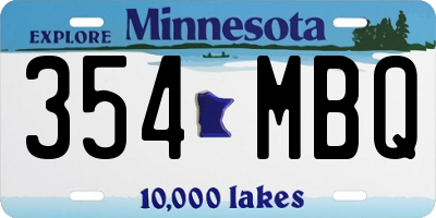 MN license plate 354MBQ