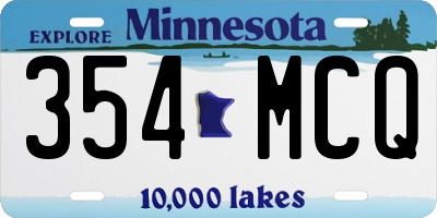 MN license plate 354MCQ