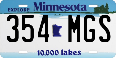 MN license plate 354MGS