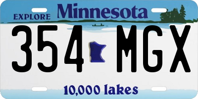 MN license plate 354MGX