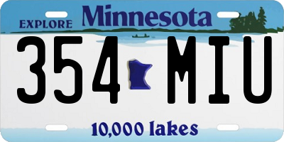 MN license plate 354MIU