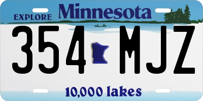 MN license plate 354MJZ