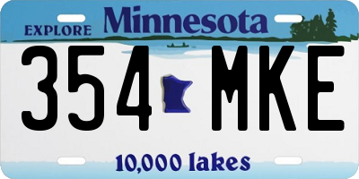 MN license plate 354MKE