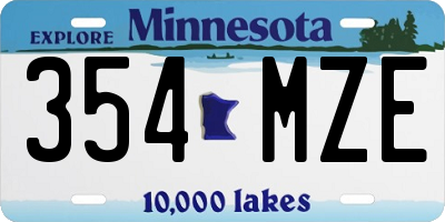 MN license plate 354MZE