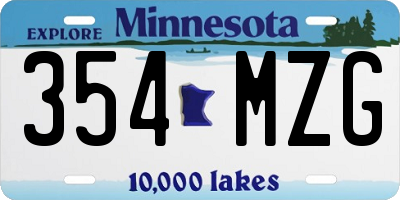 MN license plate 354MZG