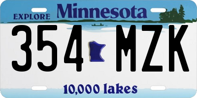 MN license plate 354MZK