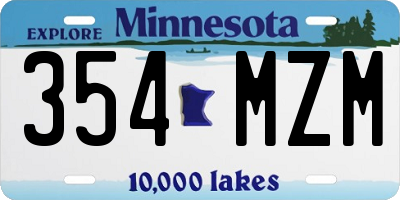 MN license plate 354MZM