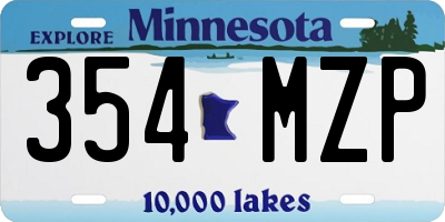 MN license plate 354MZP