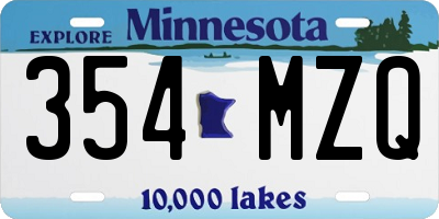 MN license plate 354MZQ