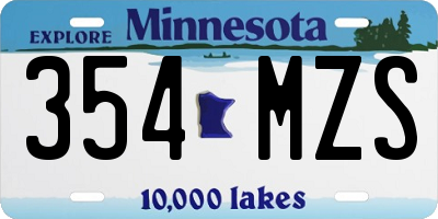MN license plate 354MZS